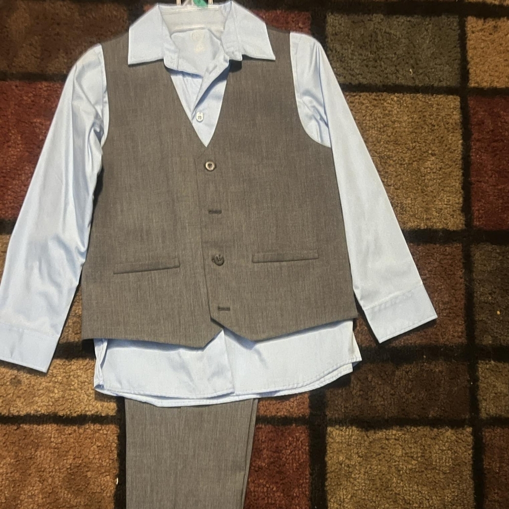 Powder blue shirt with Greypants and matching vest Wonder Nation boys size 12 hu